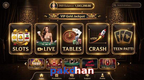 Main screen of Pakdhan casino page for PK players